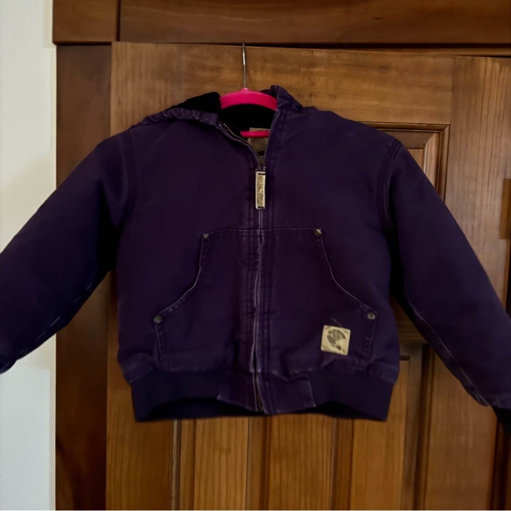 Berne Canvas Chore Coat Youth Small 6-8 Girls Purple Lined Winter Jacket Farm